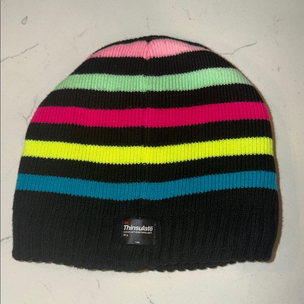 3M Thinsulate Kids Beanie with Colorful Stripes